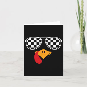 Checkered Turkey Funny Retro Thanksgiving Race Car Card