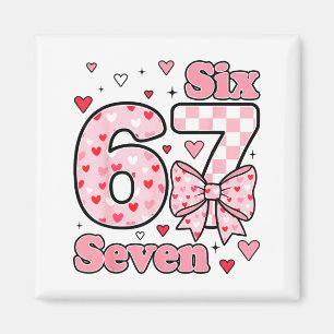 Checkered Valentine Cute Six Seven 6 7 Meme Teens Magnet
