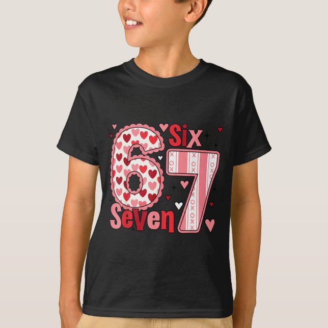 Checkered Valentine Cute Six Seven 6 7 Meme Teens  T-Shirt (Front)