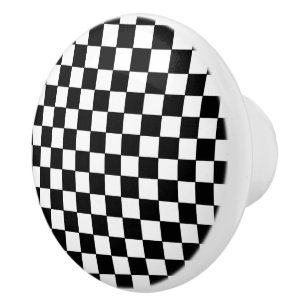 Checkered White and Black Ceramic Knob