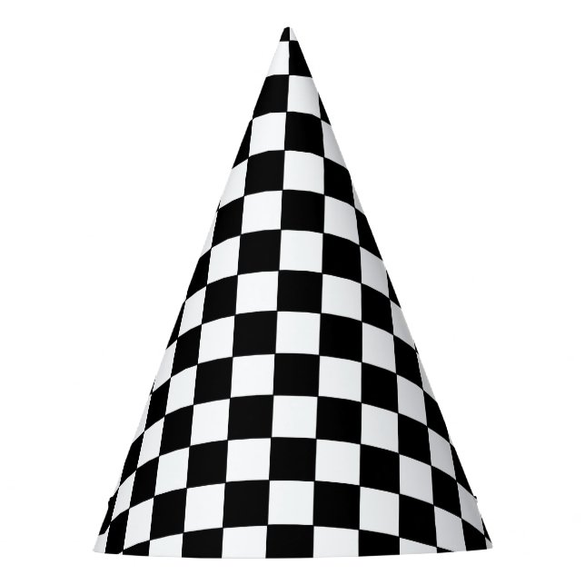 Checkered White and Black  Party Hat (Front)