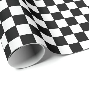 Checkered White and Black  Wrapping Paper