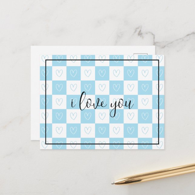 Checkers and Hearts Postcard (Front/Back In Situ)