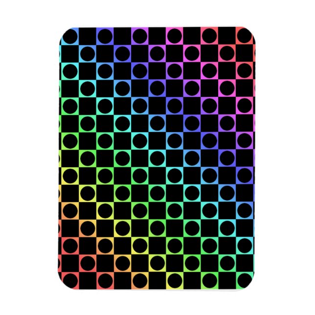 Checkers & Circles, Rainbow & Black Magnet (Vertical)