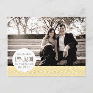 Checkers + Dots- Custom Save the Date - Canary Announcement Postcard