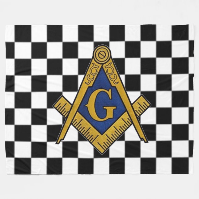Checkers Masonic Freemasons Square and Compass Fleece Blanket (Front (Horizontal))
