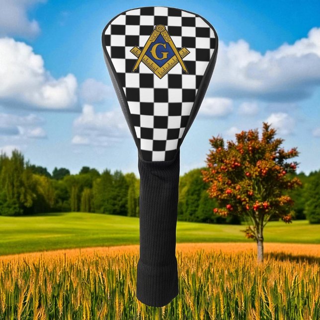 Checkers Masonic Freemasons Square and Compass Golf Head Cover (Creator Uploaded)