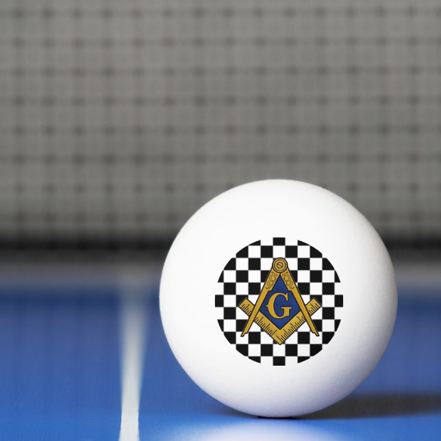 Checkers Masonic Freemasons Square and Compass Ping Pong Ball (Net)