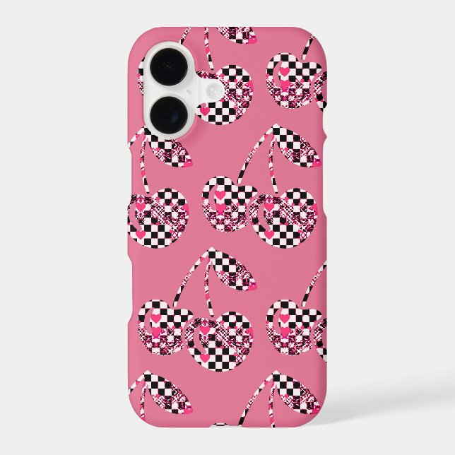 Checkers & Pink Hearts Patterned Cherries Big (Back)