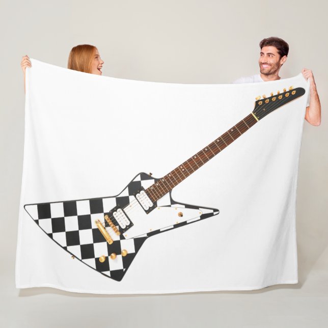 CHECKERS ROCK ELECTRIC GUITAR FLEECE BLANKET (In Situ)