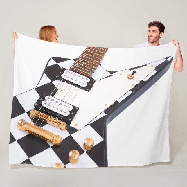 CHECKERS ROCK ELECTRIC GUITAR FLEECE BLANKET (In Situ)