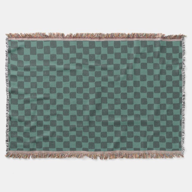 Checkers - Teal Throw Blanket (Front)
