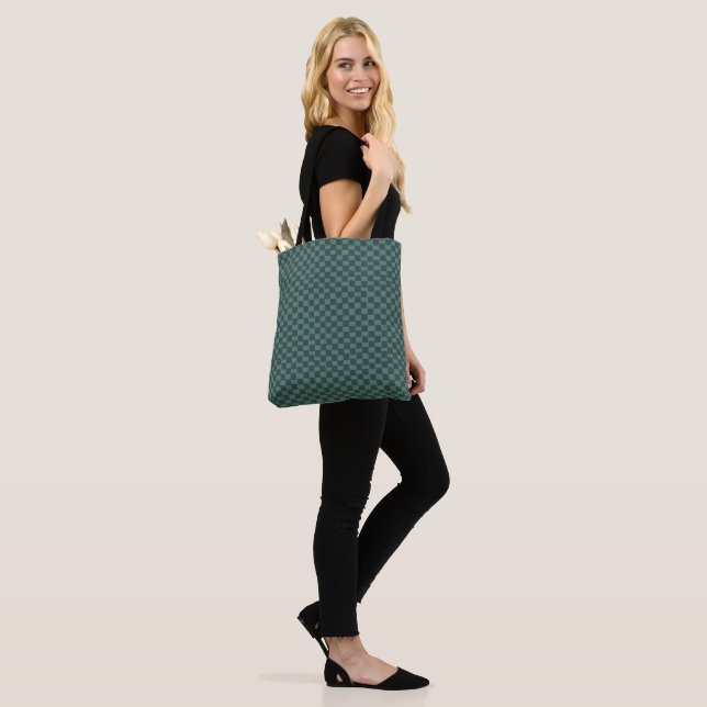 Checkers - Teal Tote Bag (On Model)