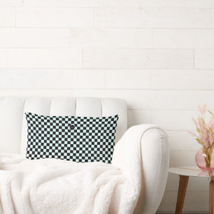 Checkers with a Green Blush Lumbar Cushion
