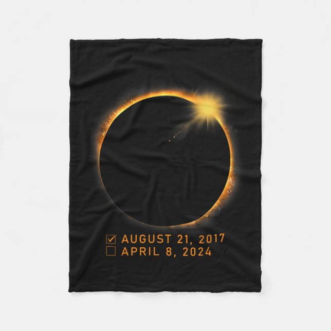 Checklist Total Solar Eclipse April 8 2024 Eclipse Fleece Blanket (Front)