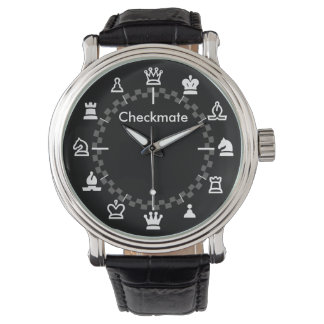 Checkmate Chess Watch - chequerboard on black