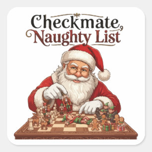 Checkmate Naughty List Christmas Santa Chess Square Sticker