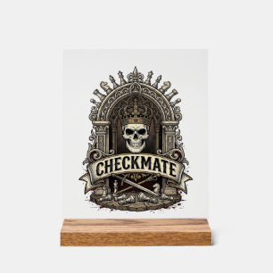 Checkmate Skull King Vintage Chess Acrylic Sign