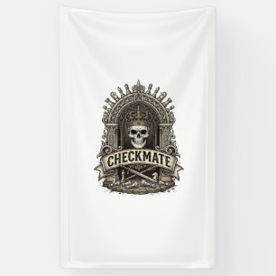 Checkmate Skull King Vintage Chess Banner