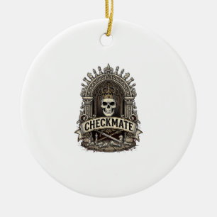 Checkmate Skull King Vintage Chess Ceramic Tree Decoration