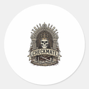 Checkmate Skull King Vintage Chess Classic Round Sticker