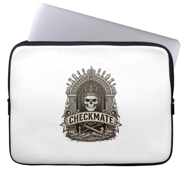Checkmate Skull King Vintage Chess Laptop Sleeve (Front)