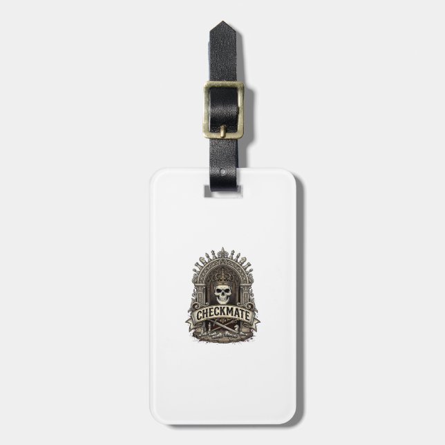 Checkmate Skull King Vintage Chess Luggage Tag (Front Vertical)