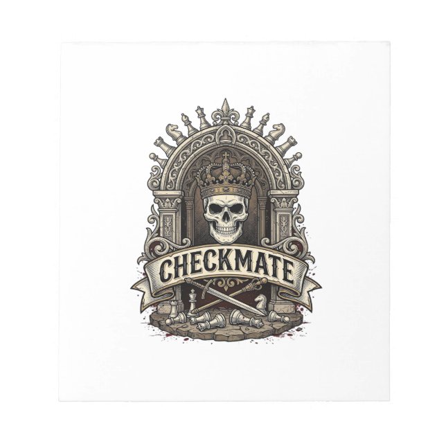 Checkmate Skull King Vintage Chess Notepad (Front)