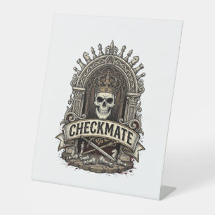 Checkmate Skull King Vintage Chess Pedestal Sign