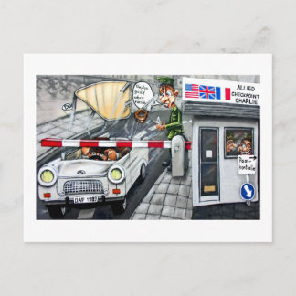 Checkpoint Charlie,Berlin, Cartoon Postcard