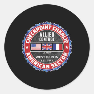 Checkpoint Charlie Cold War Berlin Wall East Germa Classic Round Sticker