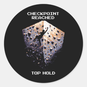 Checkpoint Reached – Top Hold Climbing Pixel Art D Classic Round Sticker