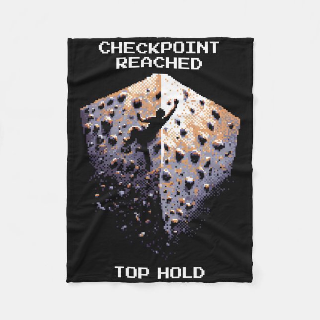 Checkpoint Reached – Top Hold Climbing Pixel Art D Fleece Blanket (Front)