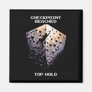 Checkpoint Reached – Top Hold Climbing Pixel Art D Magnet
