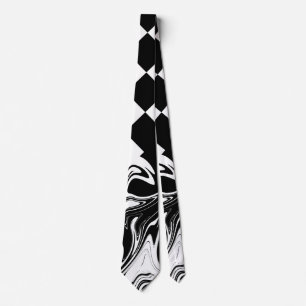 Checks and Swirls - Black and White Tie