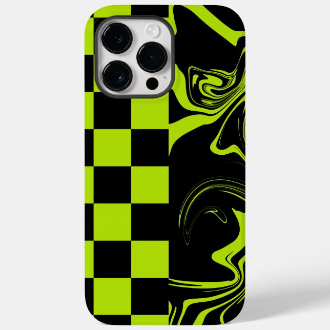 Checks and Swirls - Lime Green and Black Case-Mate iPhone Case (Back)