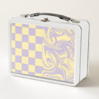 Checks and Swirls - Pastel Yellow and Purple