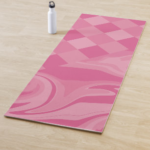 Checks and Swirls - Pink Yoga Mat