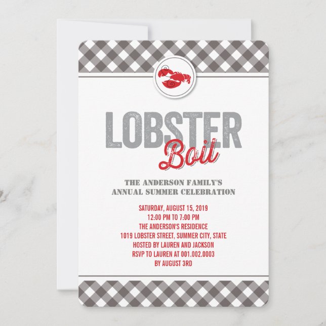 Checks Lobster Boil Annual Summer Party Invite (Front)