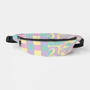 Checks & Swirls Pastel Pink,Yellow, Purple & Green Bum Bags