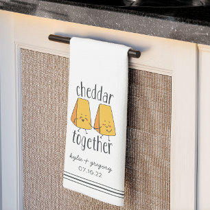 Cheddar Together Cute Funny Cheese Pun Tea Towel
