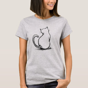 Cheeky Cat Minimalist Back View T-Shirt