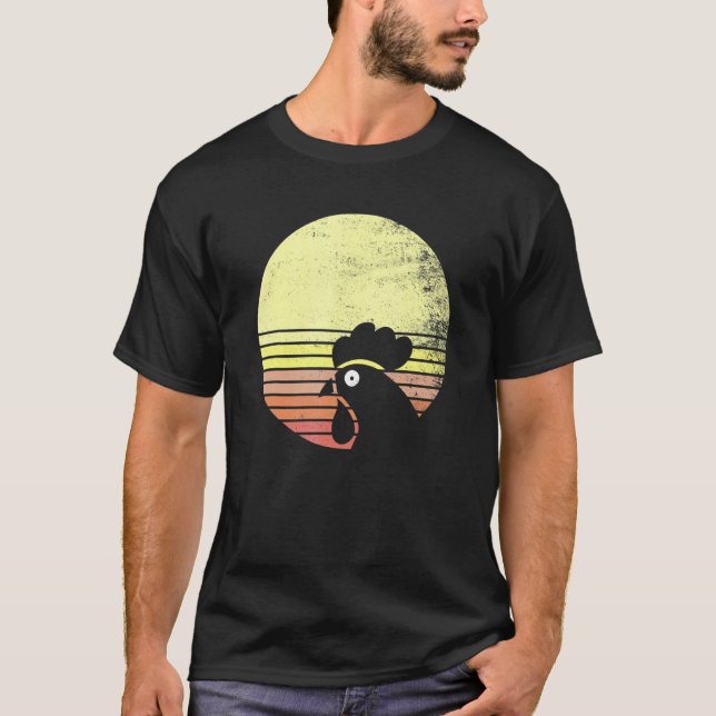 Cheeky Chicken Retro Sunset T-Shirt (Front)