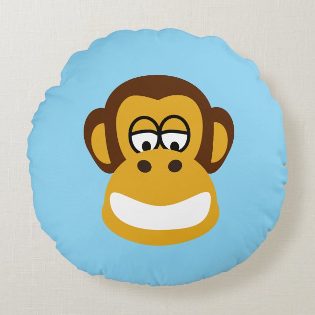 Cheeky Chimp Grin Round Pillow (Front)