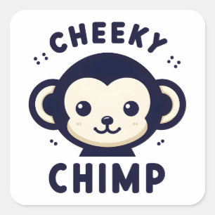 Cheeky Chimp Sleek Minimalism Monkey Square Sticker