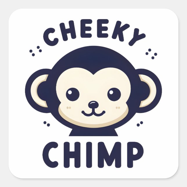 Cheeky Chimp Sleek Minimalism Monkey Square Sticker (Front)