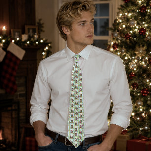 Cheeky Christmas Cat Humour Maine Coon Green Funny Tie