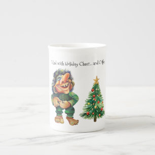 Cheeky Christmas Troll and Tree Delight Bone China Mug