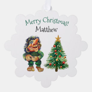 Cheeky Christmas Troll and Tree Delight  Decoration Card