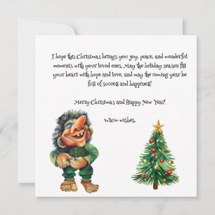 Cheeky Christmas Troll and Tree Delight Holiday Card